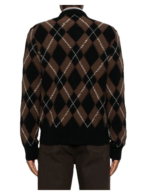 Cardigan a rombi in lana Ami Paris | HKC400.KN0202A352 BLACK/CHOCOLATE